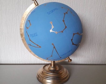 World globe. Custom globe. Painted globe. Zodiac. Star sign gift