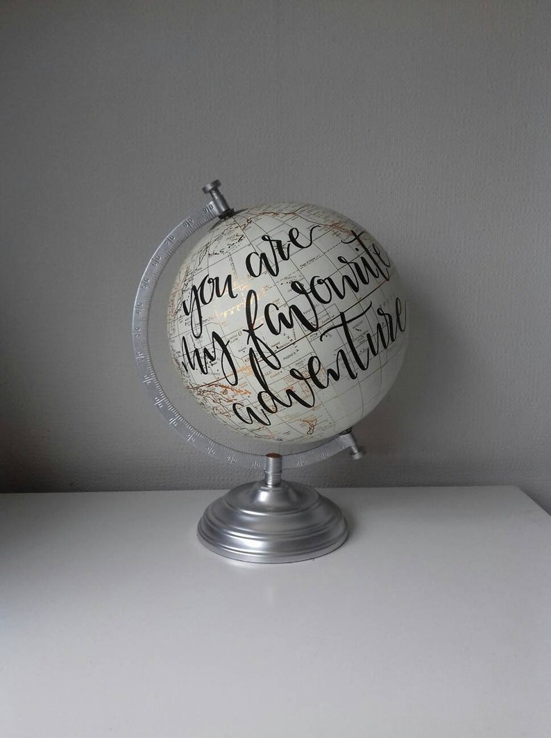 Hand painted globe. Travel gift. Custom globe. Travel theme. You are my favourite adventure. Travel quote image 2