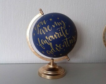 Wedding guest book globe. Travel theme. Custom globe. Painted globe. Globe guest book. Your are my favourite adventure