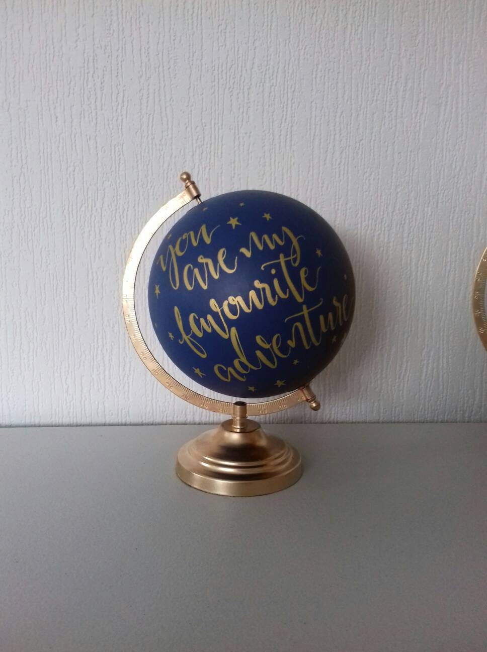 Wedding guest book globe. Travel theme. Custom globe. Painted Etsy