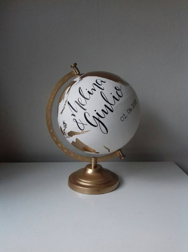 Hand Painted Globe wedding Guest Book Etsy UK