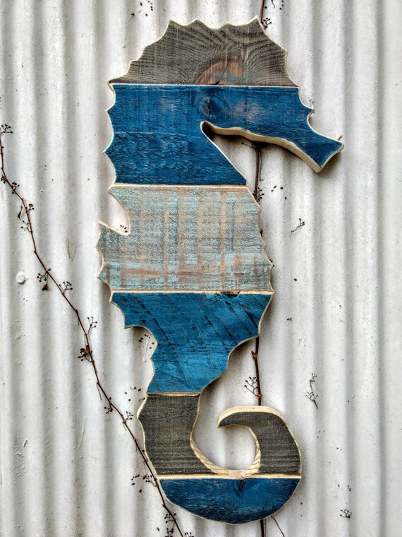 Rustic seahorse wall hanging. 20x11 inches Etsy