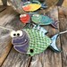 Stoneware Fish Ornament | Ceramic Fish ornament | Folk Art Fish Pottery Macrame Decoration | Pottery Fish Art | Colorful Fun fish decor