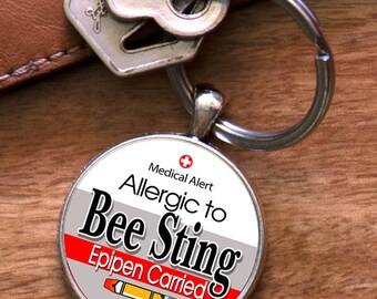 Medic Alert, Allergic to Bee Sting & Epipen Carried - Keyring, Medical Alert