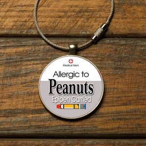 Medic Alert, Allergic to Peanuts & Epipen Carried, Peanut Allergy, Medical Alert Tag,  Backpack Tag, Bag Tag, Sports Bag Tag, Keychain