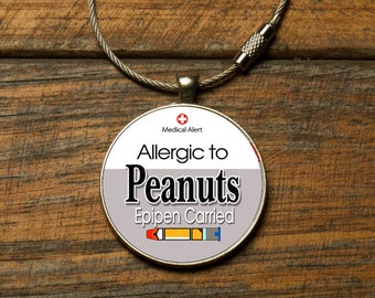 Medic Alert, Allergic to Peanuts & Epipen Carried, Peanut Allergy, Medical Alert Tag,  Backpack Tag, Bag Tag, Sports Bag Tag, Keychain