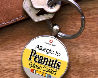 Medic Alert, Allergic to Peanuts & Epipen Carried Keyring, Medic Alert