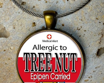 Medic Alert, Medical Alert Bag Tag - Allergic to Tree Nut & Epipen Carried, Medical Alert, Backpack Tag, Bag Tag,Sports Bag Tag, Keychain