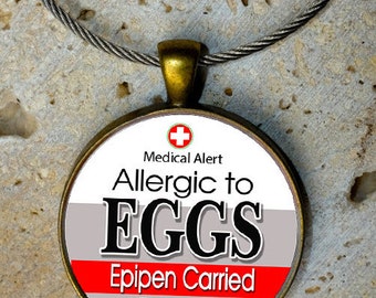 Medic Alert, Medical Alert Bag Tag - Allergic to Eggs & Epipen Carried, Medical Alert,  Backpack Tag, Bag Tag,Sports Bag Tag, Keyring