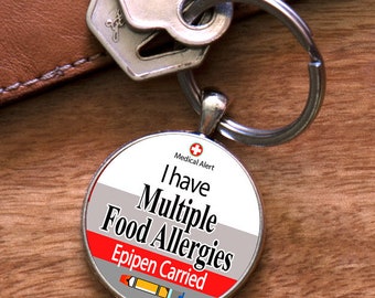 Medic Alert, I Have Multiple or Severe Food Allergies - Epipen Carried - Keyring, Medical Alert