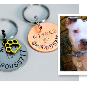 Handstamped Aluminium Pet ID Tag - Custom Made, Pet Gift, Pet Accessories - Dog - Cat Tag - Name Tag