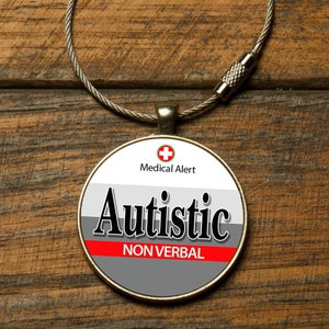 Medic Alert, Autistic,Non Verbal, Special Needs, Bag Tag, Handbag Tag. Sportsbag Tag, Medical Alert  Tag