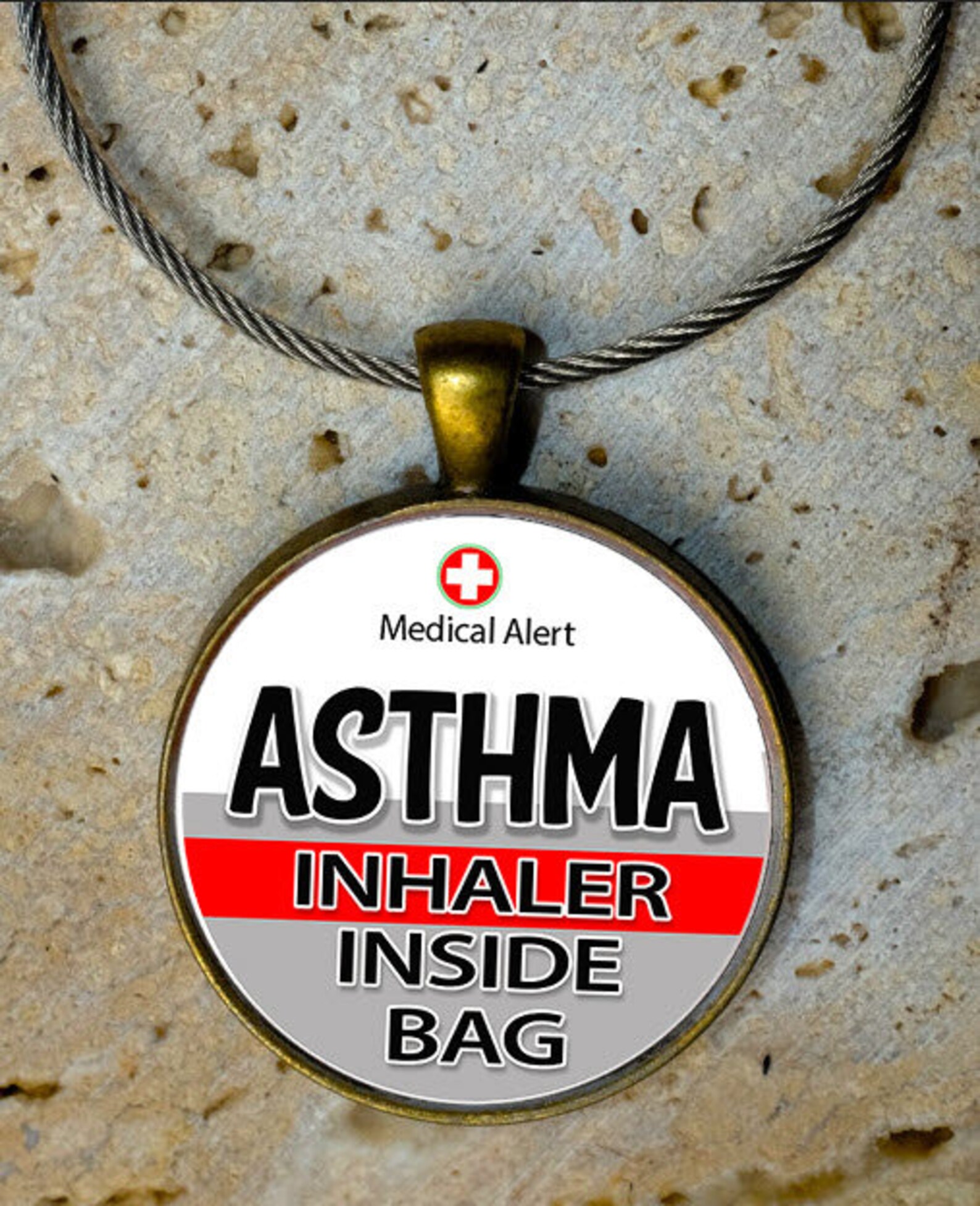Medic Alert Medical Alert Bag Tag Asthma Inhaler Inside Etsy Australia