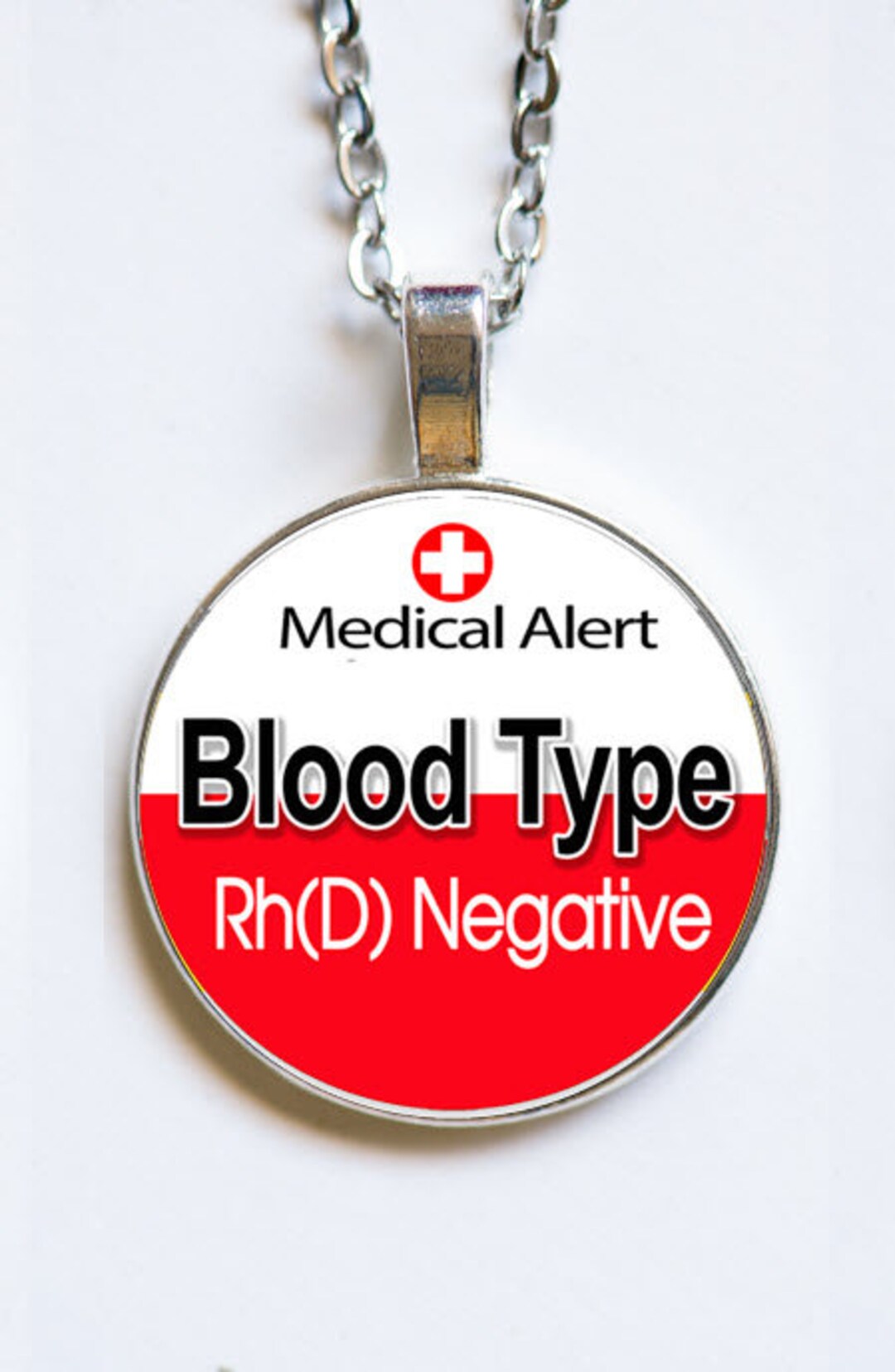 Medic Alert Blood Type Rhdnegative Medic Alert Necklace Etsy