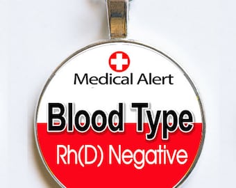 Medic Alert, Blood Type - Rh(D)Negative, Medic Alert Necklace