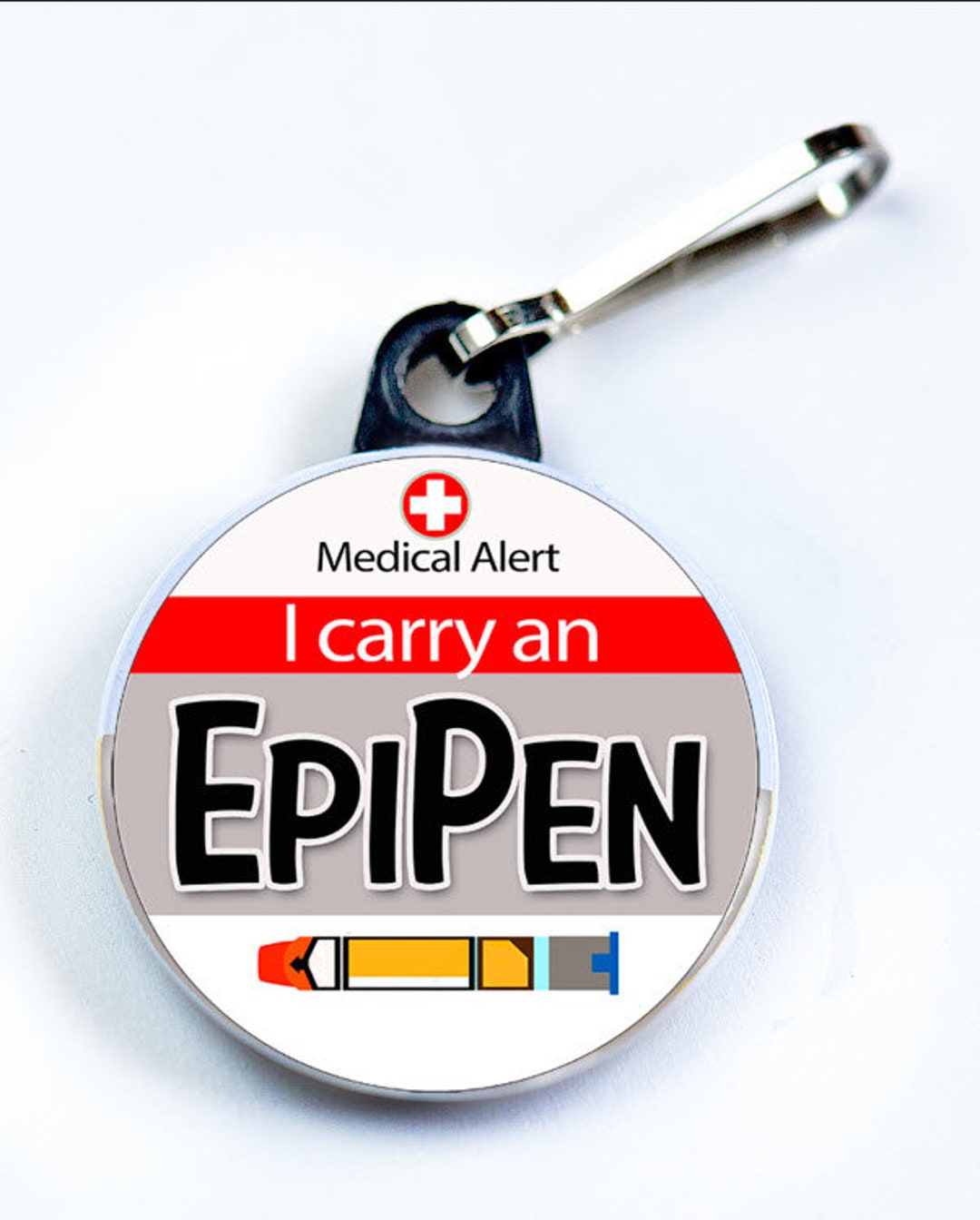 Medic Alert I Carry an Epipen Metal Button With Zipper Pull Etsy