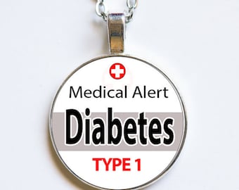 Medic Alert, Diabetes, Type 1 or Type 2, Insulin Dependent, Diabetes Pendant, Diabetes Necklace, Diabetes Jewellery