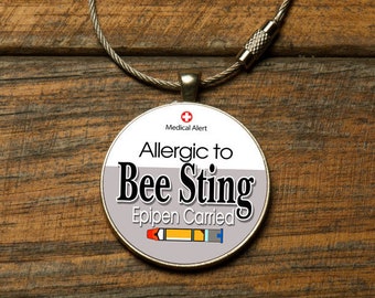 Medic Alert, Medical Alert Bag Tag - Allergic to Bee Sting & Epipen Carried, Medical Alert,  Backpack Tag, Bag Tag, Keychain