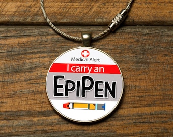 Medic Alert, Medical Alert Bag Tag - I Carry an Epipen, Medical Alert, Backpack Tag, Bag Tag,Sports Bag Tag, Keyring, Keychain