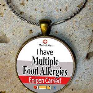 Medic Alert, Medical Alert Bag Tag - Multiple Food Allergies & Epipen Carried, Medical Alert, Backpack Tag, Bag Tag,Sports Bag Tag, Keychain