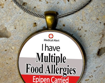 Medic Alert, Medical Alert Bag Tag - Multiple Food Allergies & Epipen Carried, Medical Alert, Backpack Tag, Bag Tag,Sports Bag Tag, Keychain