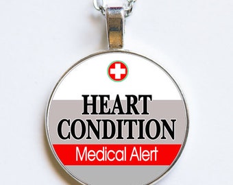 Medic Alert - Heart Condition, Heart Disease Necklace, Medical Alert Necklace, Jewelry, Medical Necklace Gift