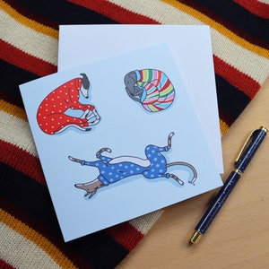 Carte Lurchers In Loungewear, Carte pour amoureux des chiens, Carte de voeux lévrier