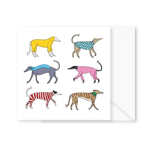 Carte de mode pour chien houndie, carte du chien, carte de voeux lévrier