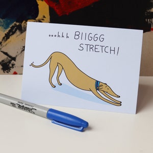 Biiig stretch, A6 Lurcher, Whippet, Carte de voeux Greyhound, Carte pour amoureux des chiens
