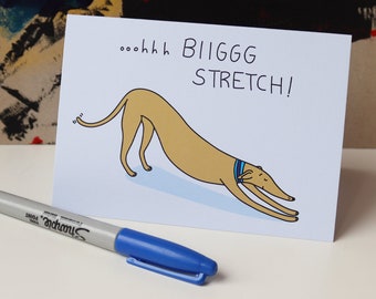Biiig stretch, A6 Lurcher, Whippet, Carte de voeux Greyhound, Carte pour amoureux des chiens