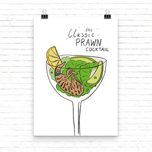 Prawn cocktail, art poster, gift for sighthound lover