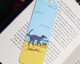 Sand between your paws greyhound, lurcher bookmark, Beach Bookmark, Gift for Book Lover