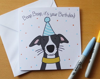 Boop boop it's Your Birthday Card, Greyhound Card, Lurcher Card, Birthday Card for Dog Lover
