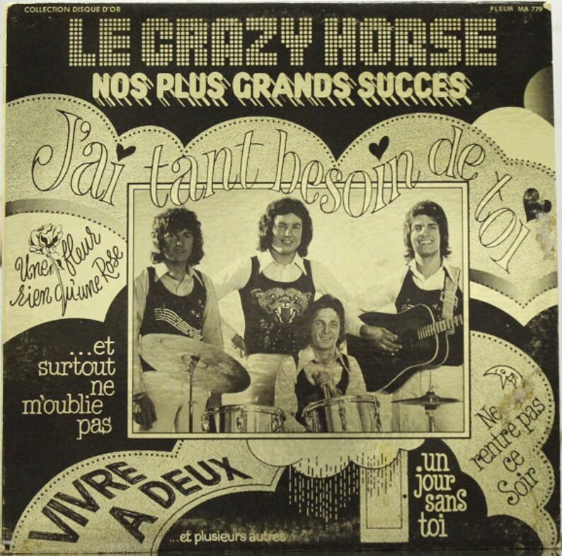 Crazy Horse Nos Plus Grands Succes Fleur Records Canada 1974 Belgian Pop Music Euro Pop Vinyl Lp