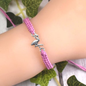 Flamingo Bracelet - Adjustable Hemp Jewelry for Men or Women - Tropical Party Favors - Summer Gifts - String Bracelet with Charm