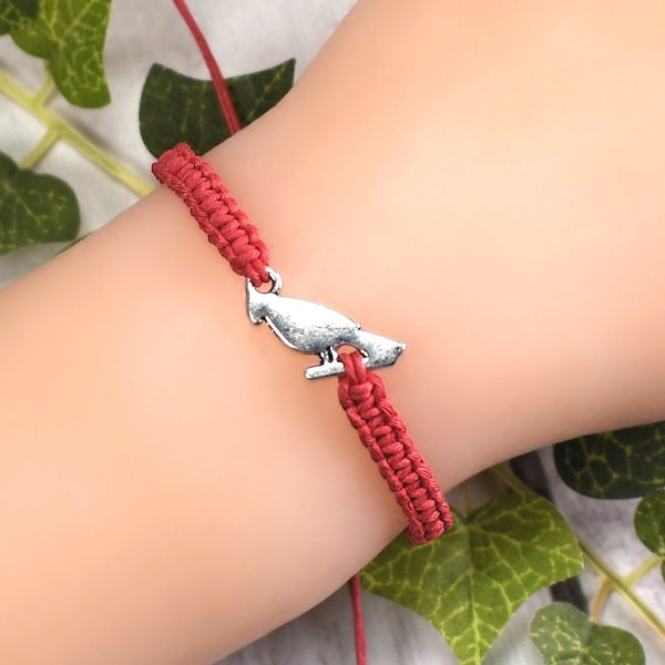 Cardinal Bracelet - Adjustable Hemp Cardinal Bird Bracelet - Bird Gifts - For Men or Women - Red Cardinal Jewelry - Good Luck Cardinals
