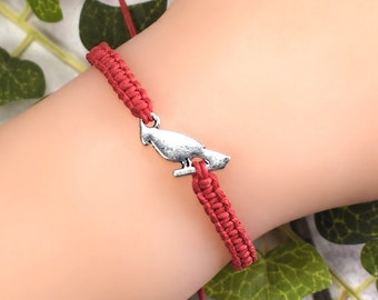 Cardinal Bracelet - Adjustable Hemp Cardinal Bird Bracelet - Bird Gifts - For Men or Women - Red Cardinal Jewelry - Good Luck Cardinals