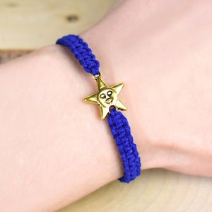 Bracelet étoile pour homme ou femme - Bracelet réglable en chanvre avec breloque étoile - Bracelet ficelle - Cadeau céleste pour amateur d&#39;étoiles, astronome