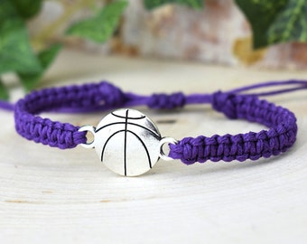 Hemp with Silver Tone Charm on Printed Card Adjustable Horseshoe Purple Wish Bracelet Unisex