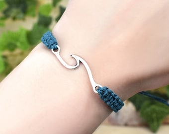 Ocean Wave Bracelet - Adjustable Surfer Ocean Jewelry - Beach Gift for Men or Women Him Her - Summer Surfing Hemp String Bracelet