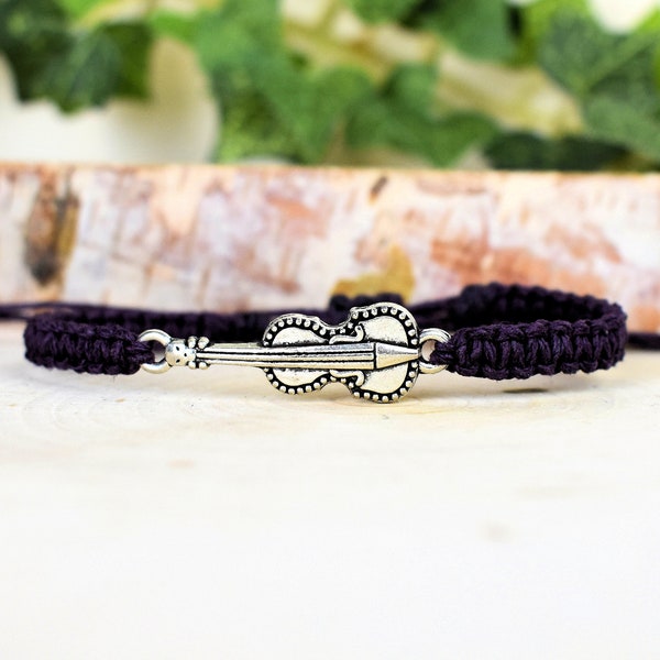 Violin Bracelet - Hemp Music Bracelet - Cello Viola Bass Orchestra Jewelry - Gifts for Violinist Viola Cellist Bassist - String Quartet