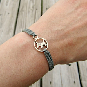 Pulseira de cachorro Scottie - Joias de terrier escocês - Acessórios de pulseira de corda de cânhamo ajustável - Presente para amante de cães - Ideias para presentes para donos de cães