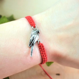 Parrot Bracelet - Adjustable Bird Jewelry - Parrot Gifts For Men or Women - Parrot Lover Gift - Hemp String Bracelet with Parrot Charm