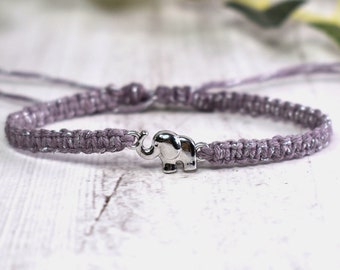 Little Elephant Bracelet - Adjustable Hemp Cord Bracelet with Charm - Elephant Gifts for Her - Animal Jewelry for Men or Women, Zookeeper