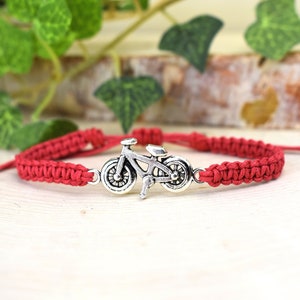 Bicycle Bracelet for Men or Women - Bike Gifts for Cyclists - Cyclist Jewelry for Triathlon - Adjustable Hemp Bracelet with Bike Charm