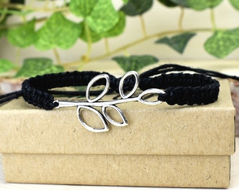Branch Bracelet - Hippie Leaf Jewelry - Adjustable Hemp - Hippie Gift for Gardener, Nature Lover - The English Ivy