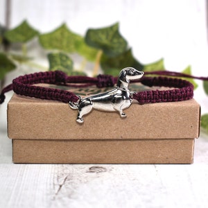 Dachshund Bracelet for Men or Women - Adjustable Hemp Bracelet with Dog Charm - Weiner Dog Lover Gift - Doxie Mama, Dad - Pet Memorial Gift