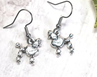Poodle Earrings on Stainless Steel Ear Wires - Silver Hypoallergenic Dangle Earrings for Dog Lovers - Gifts from Dog - The English Ivy
