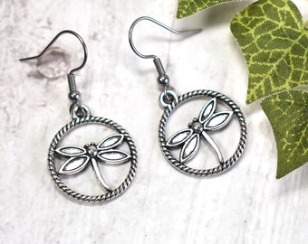 Dragonfly Earrings on Stainless Steel Ear Wires - Hypoallergenic Dangle Earrings for Her - Dragonfly Gifts - The English Ivy Handmade