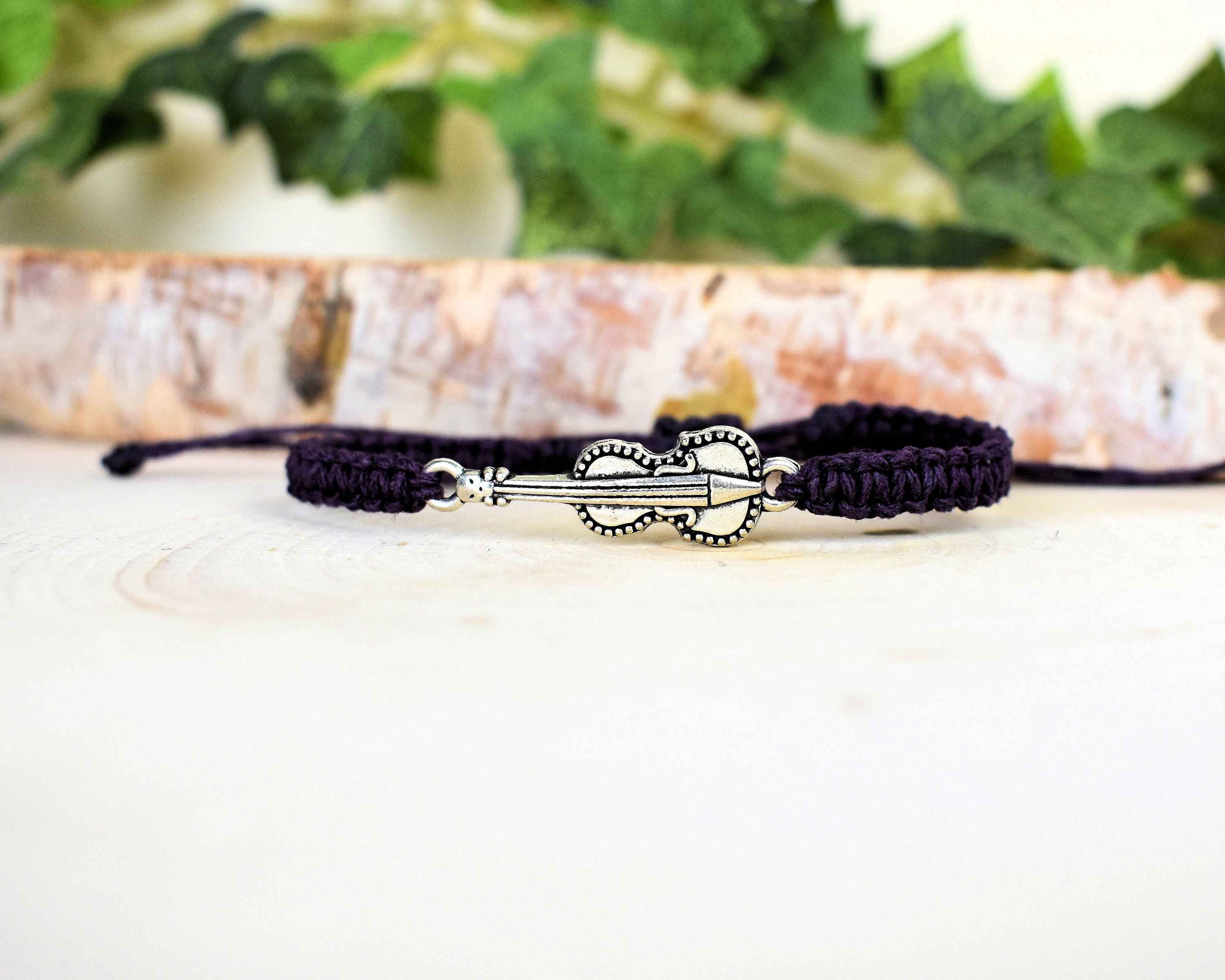 Violin Bracelet - Hemp Music Bracelet - Cello Viola Bass Orchestra Je…